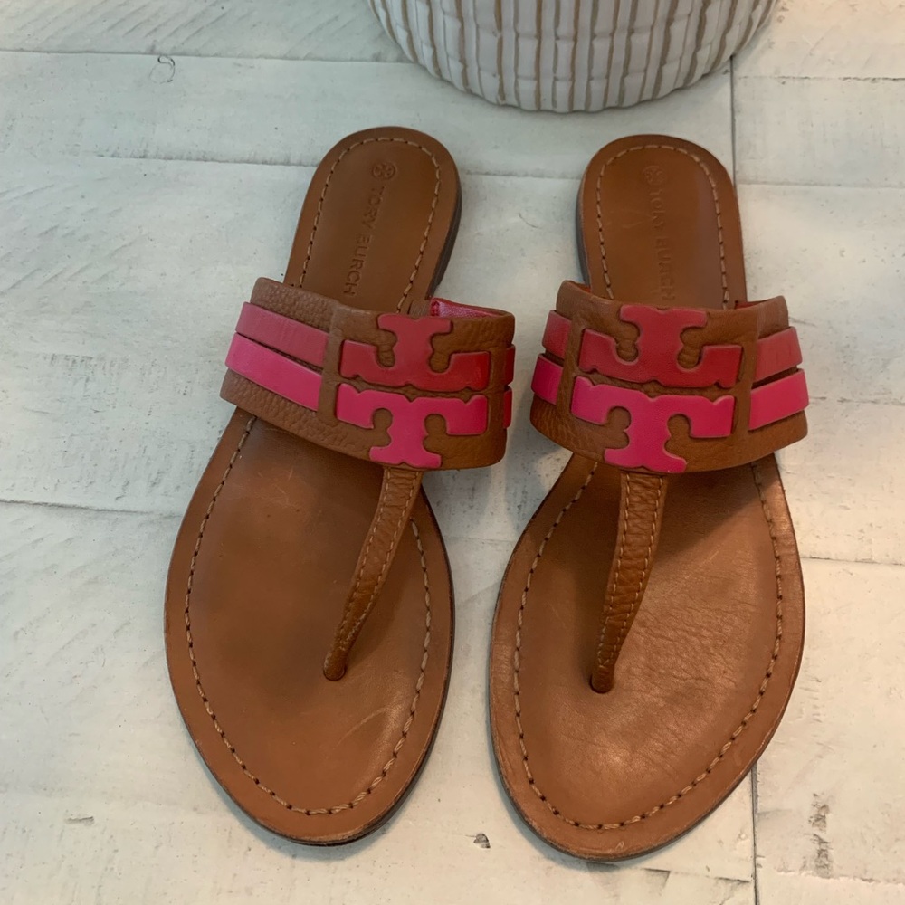 Tory Burch Pink and Brown Women's Sandals